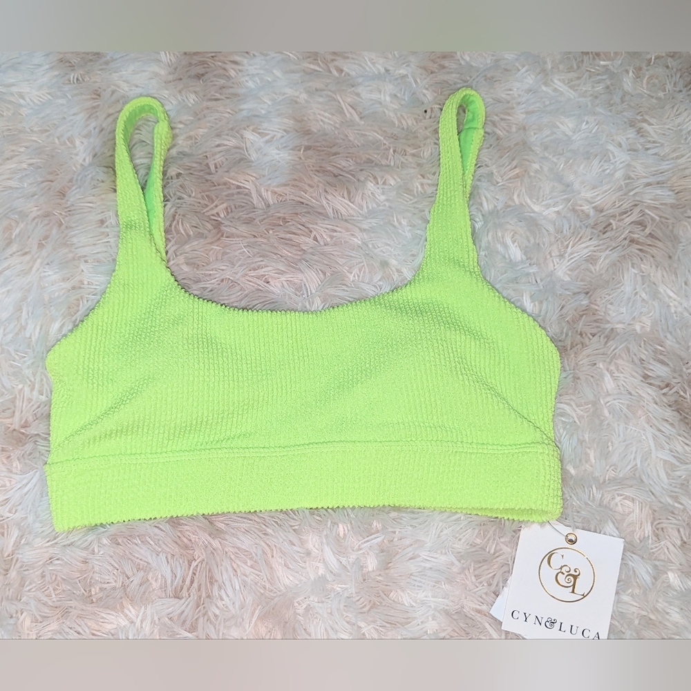 NWT, Neon Green, Ribbed, Padded, Swim Top Dash Ladies Jr Small